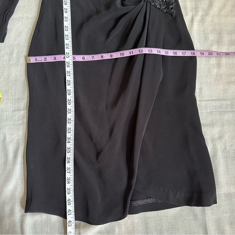 VTG 80s 90s Black Cocktail Dress Beaded Draped Harry Acton For After Five Sz 6 - Picture 11 of 16